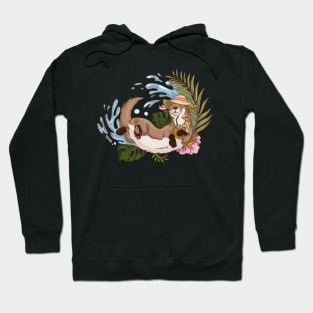 Tropical otter enjoying summer Hoodie